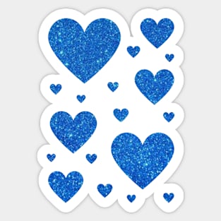 Royal Blue Faux Glitter Hearts Sticker